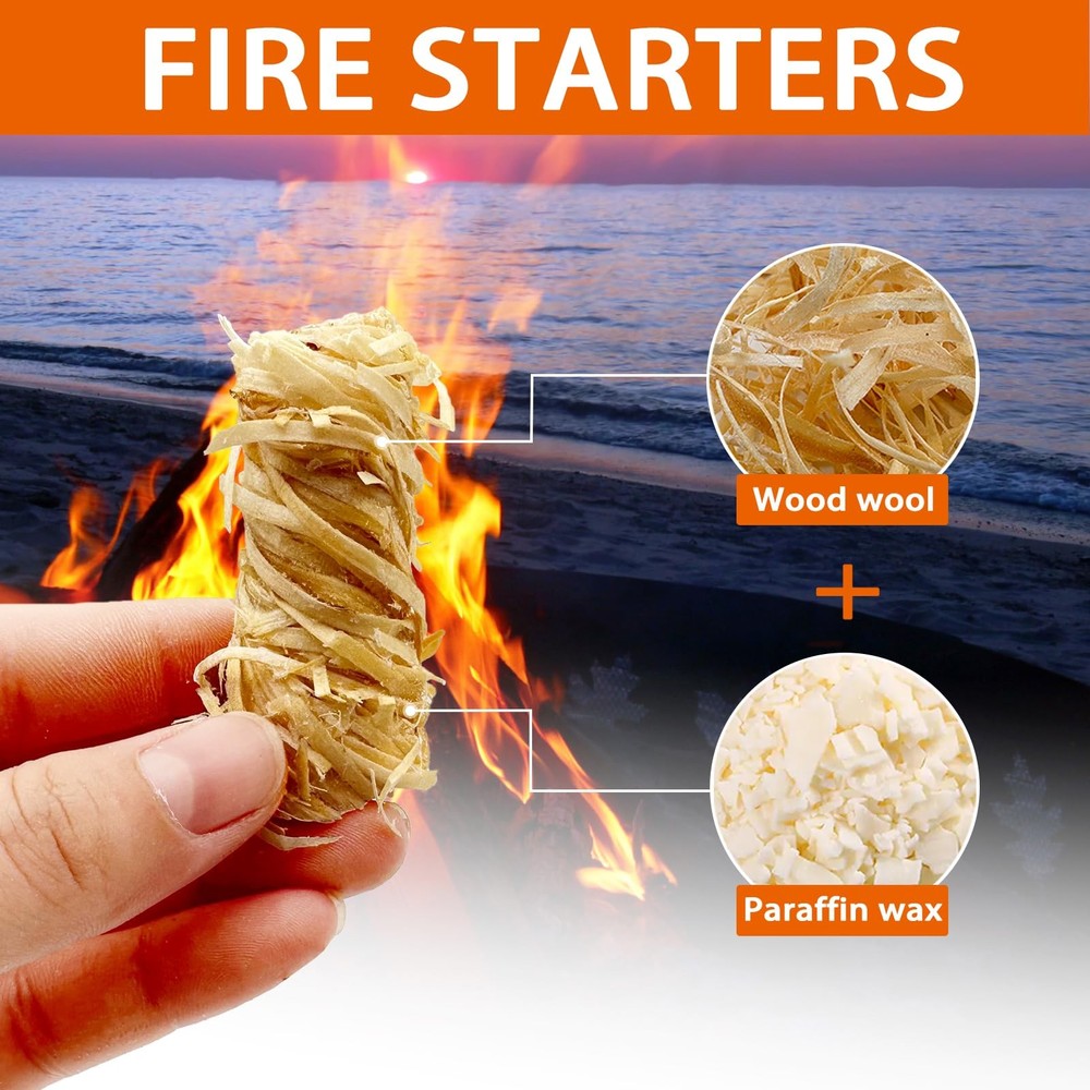 Fire Starter - Natural Fire Starters for Fireplace, Campfires, Chimney, BBQ, ...