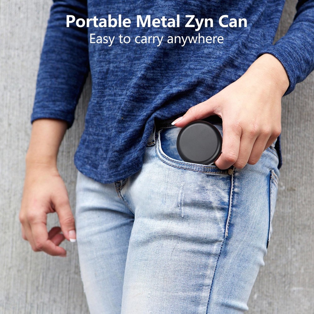 Mini Metal Container for Zyn Pouch | Can | Mini, Classic Black