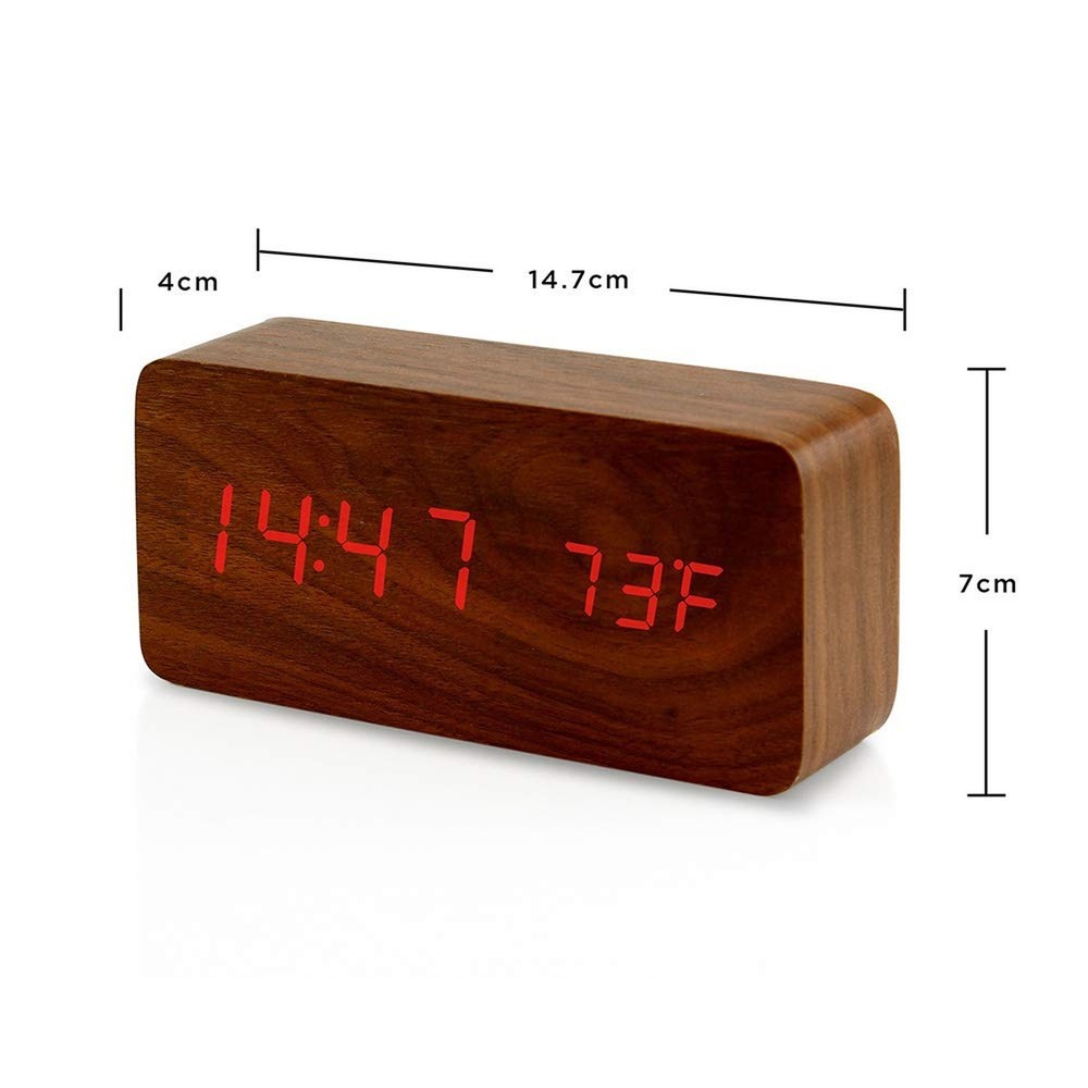 OCT17 Wooden Digital Alarm Clock, Multi-Function Smart Alarm Clock, LED Light...