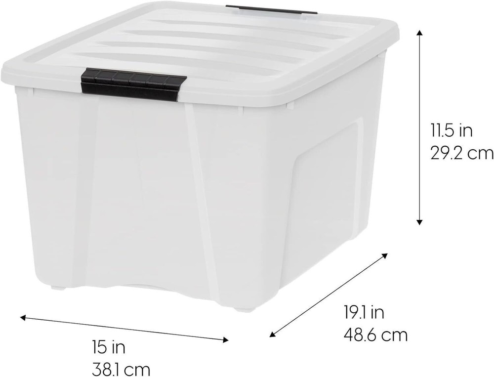 6 Pack 40-Qt Stackable Plastic Storage Bins Organizer Containers w/Latches Lids