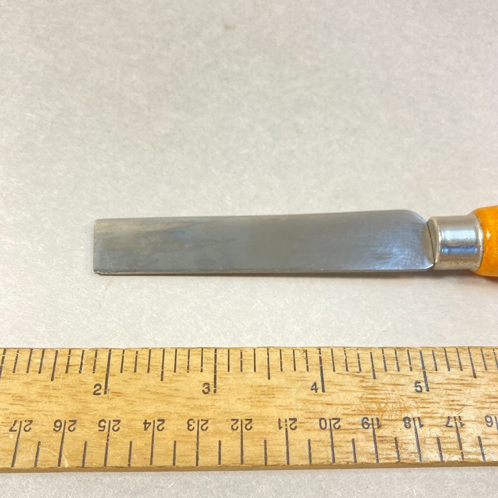 Hyde Leather Knife Square Tip Blade Round Wood Handle #3 USA