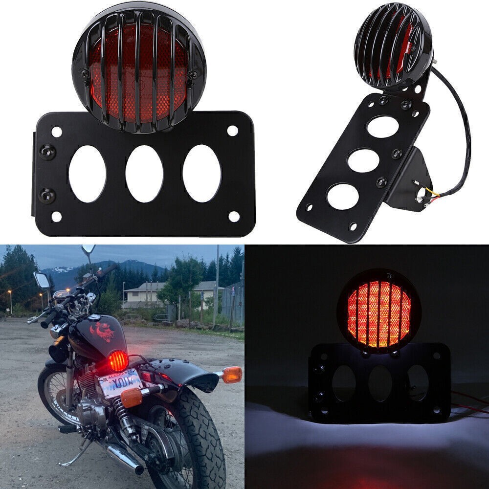 For Harley Chopper Bobber Tail Light Side Mount Side Mount License Plate Bracket