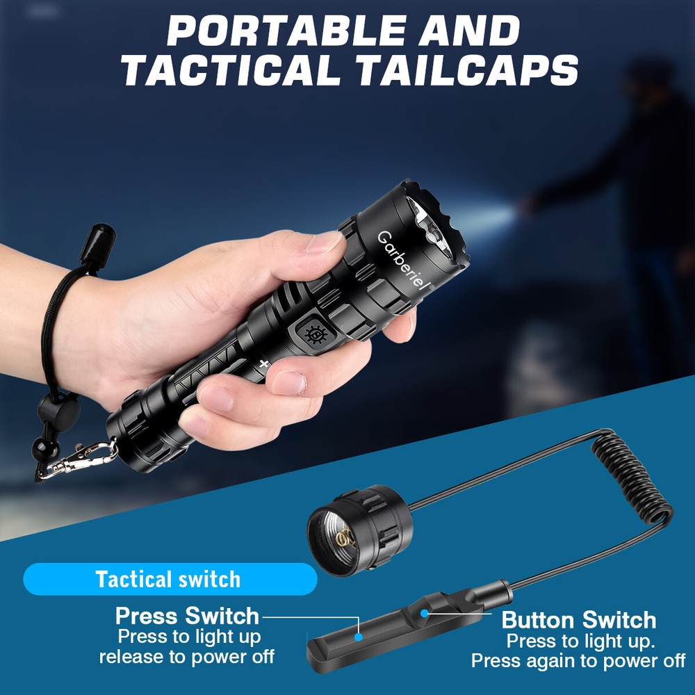 Most Powerful Rechargeable L2 LED Flashlight Tactical Rail Light Mount Hunting