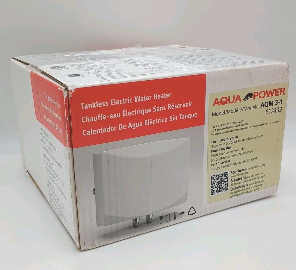Aqua Power Tankless Electric Water Heater AQM 3-1 612433 For 1 Lavatory Sink