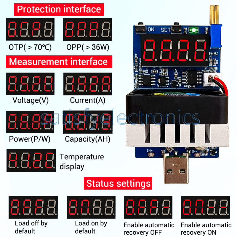 Electronic Load USB Digital Voltage Ammeter Battery Charging Detection NEW