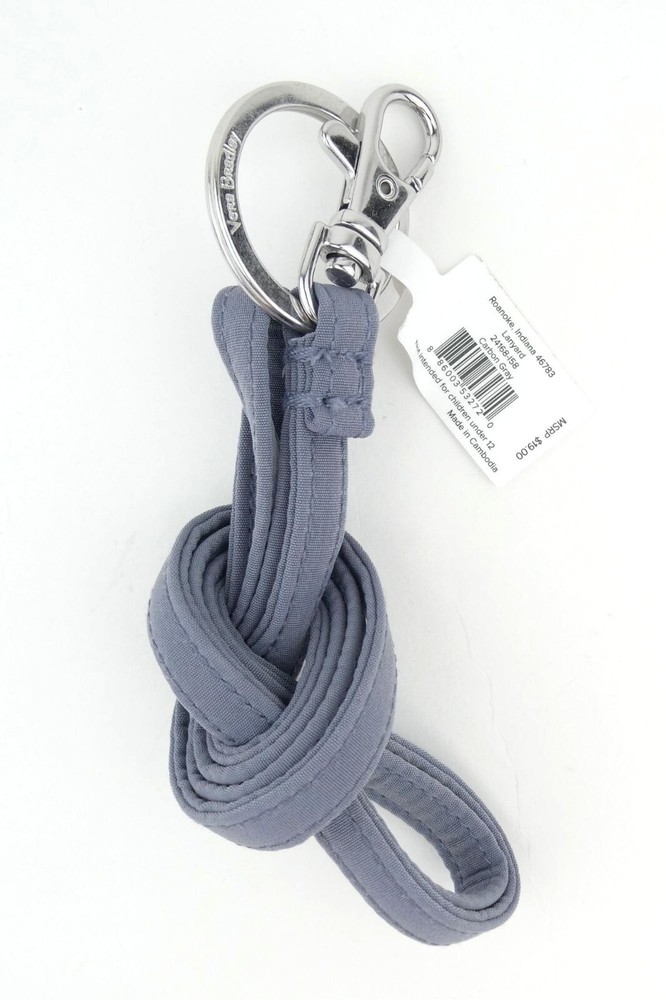 Vera Bradley Carbon Gray Microfiber Lanyard NWT