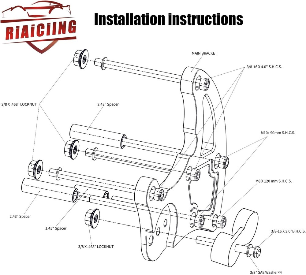 LS Swap R4 AC Compressor High Mount Bracket Kit with Belt