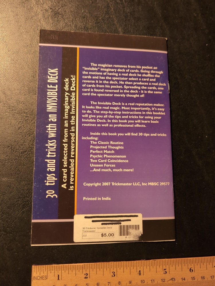30 Magic Tricks & Tips INVISIBLE DECK Booklet