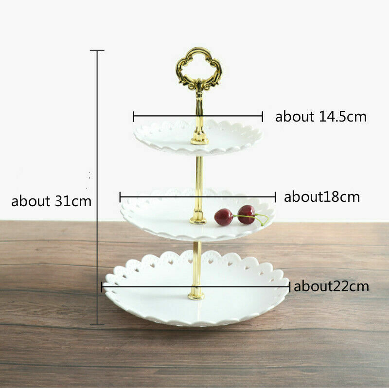 3-Tier Cupcake Stand Cake Round Serving Display Dessert Plate Rack Wedding