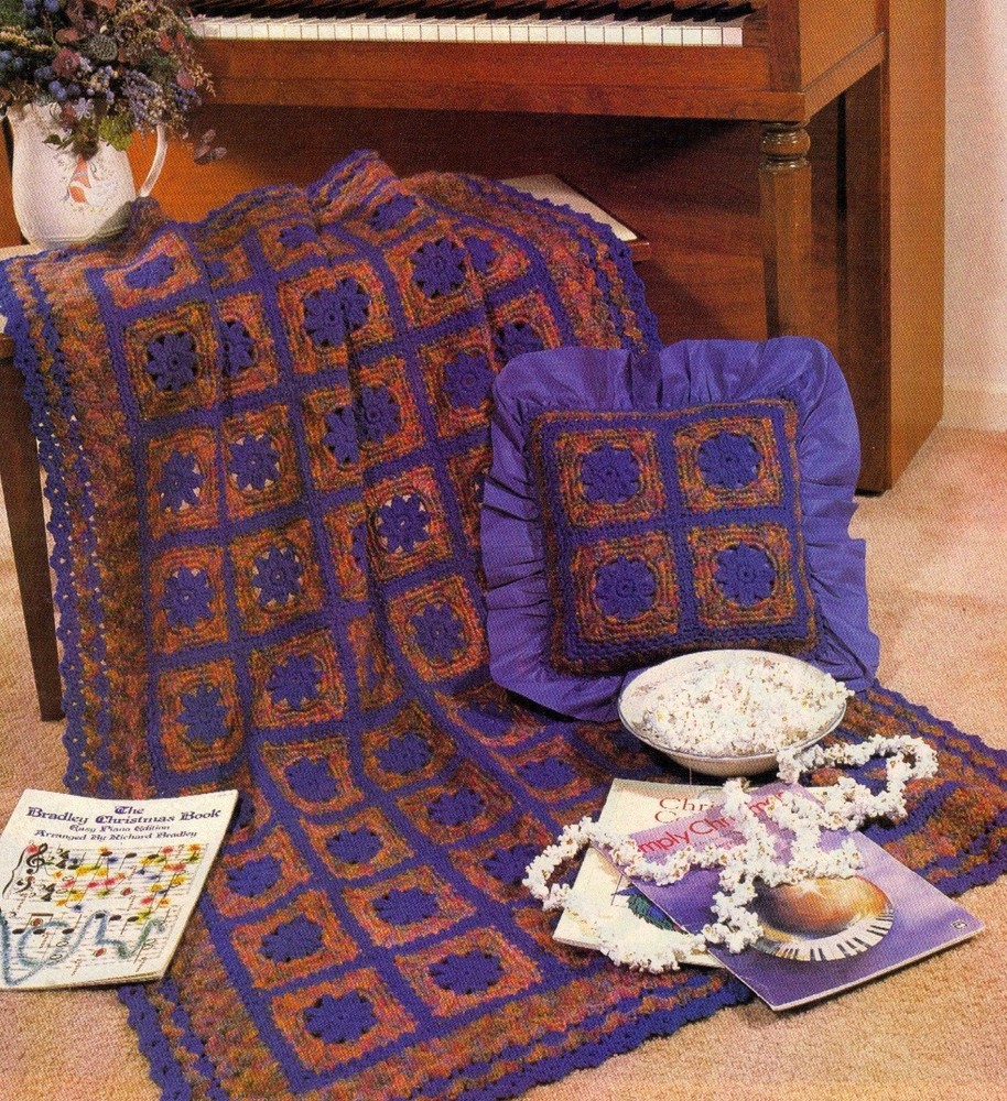 PRETTY Winter Afghan & Matching Pillow/Crochet Pattern INSTRUCTIONS ONLY