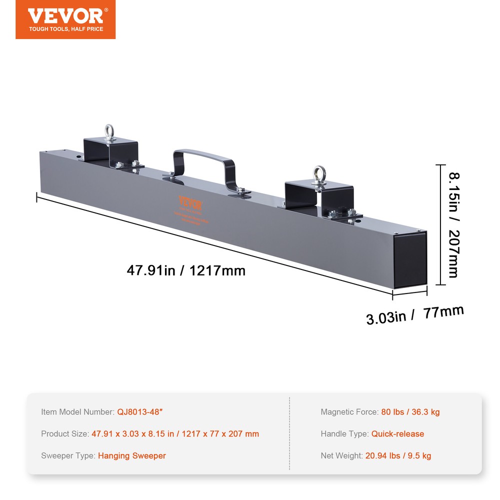 48" Hanging Magnet Magnetic Sweeper Tool fits Forklift