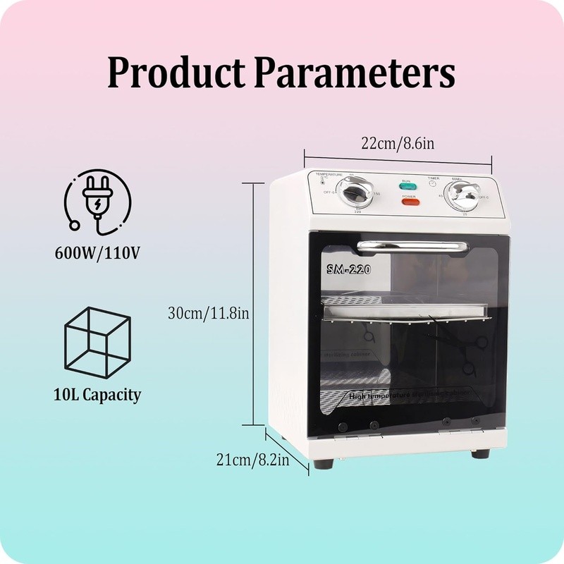 High Temp Adjustable Timer Double Layer Stainless Steel Tool Sterilizer New