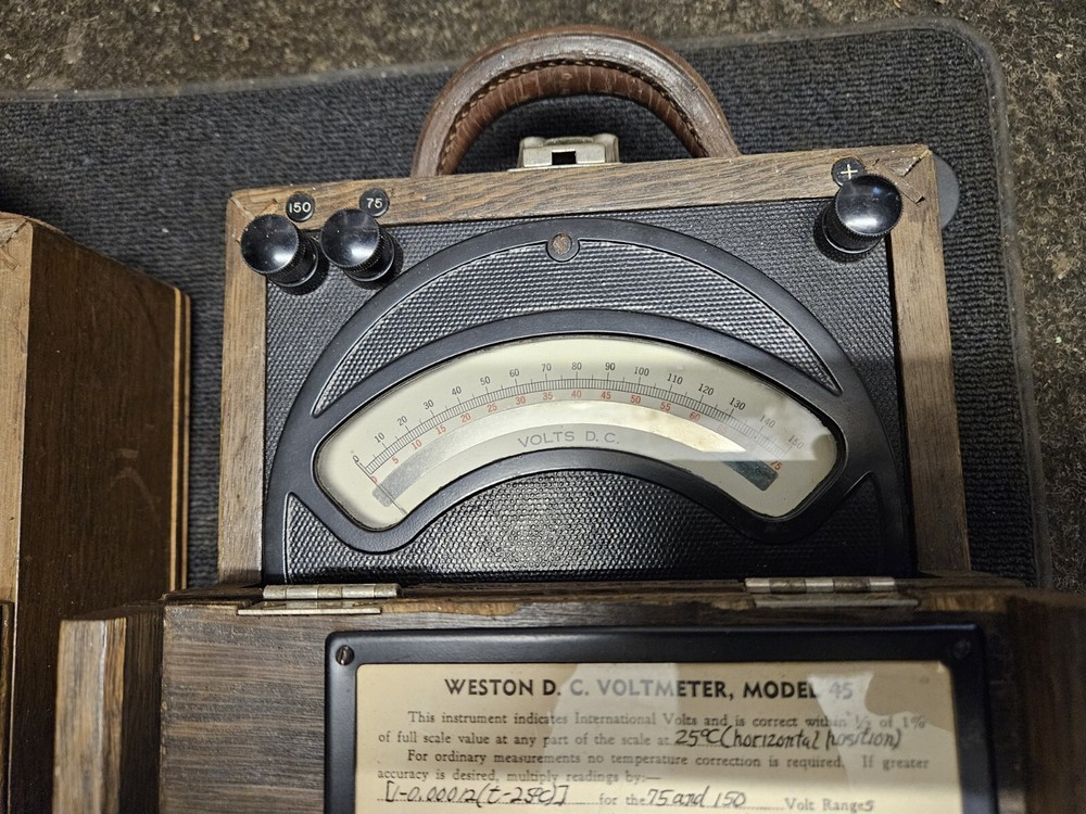 2 X ANTIQUE ELECTRICAL INSTRUMENT VOLTMETER AMMETER WESTON ELECTRONICS