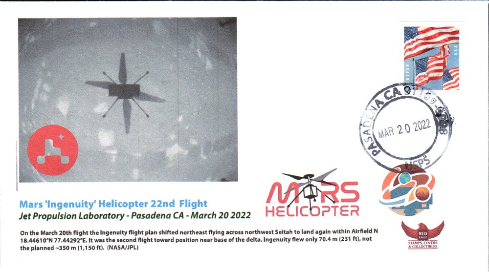 2022 Mars 'Ingenuity' Helicopter Twenty-Second Flight Pasadena 20 March PC