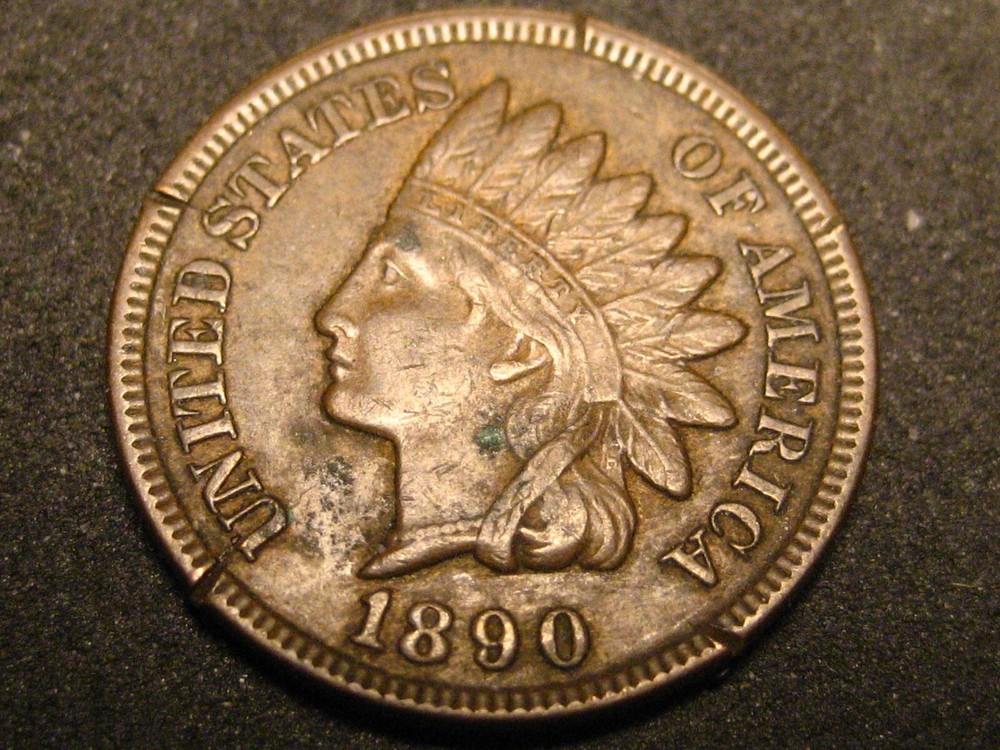 1890 Indian Head Cent XF Damaged