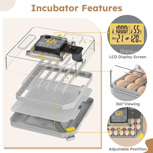 Incubators for Hatching Eggs, 48 Egg Incubator with Automatic Egg Turning