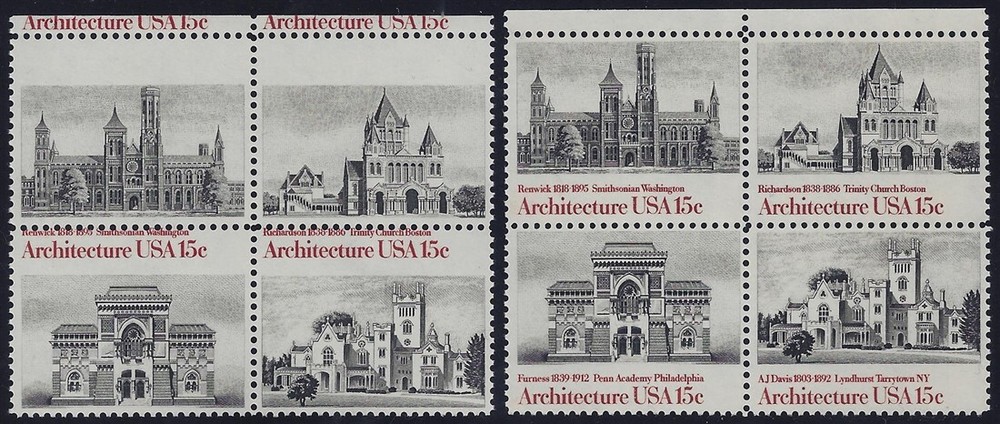 1838 - 1841b Major Error / EFO Missing Red "Architecture" Mint NH Cat $400