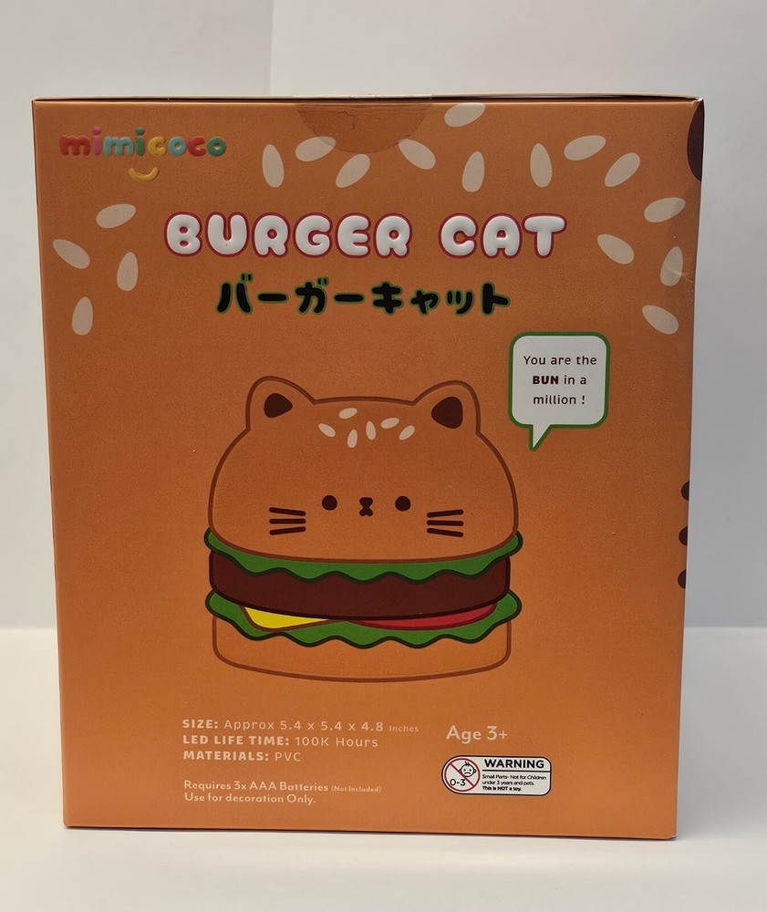 Mimicoco Warm White Moodlight New Nightlight BURGER CAT