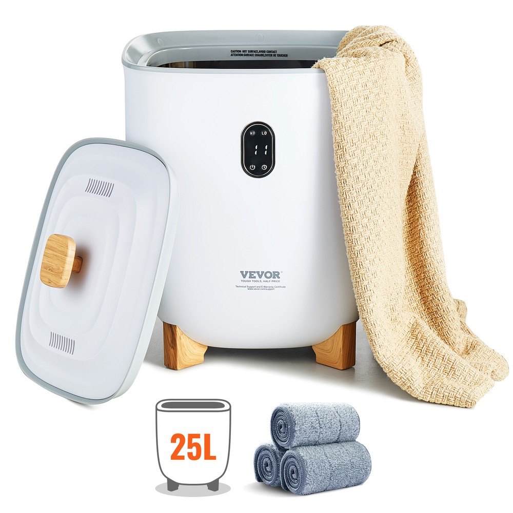 VEVOR 25L Towel Warmer Bucket with LED Screen Bottom Heating Columns Timer White