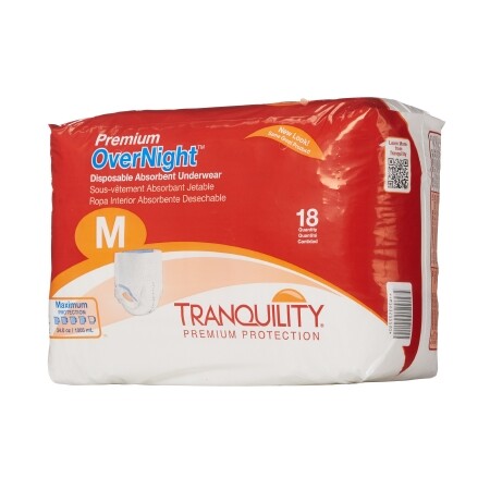 Tranquility Premium OverNight Pull On Underwear, Medium 34''-48'', Pack of 72