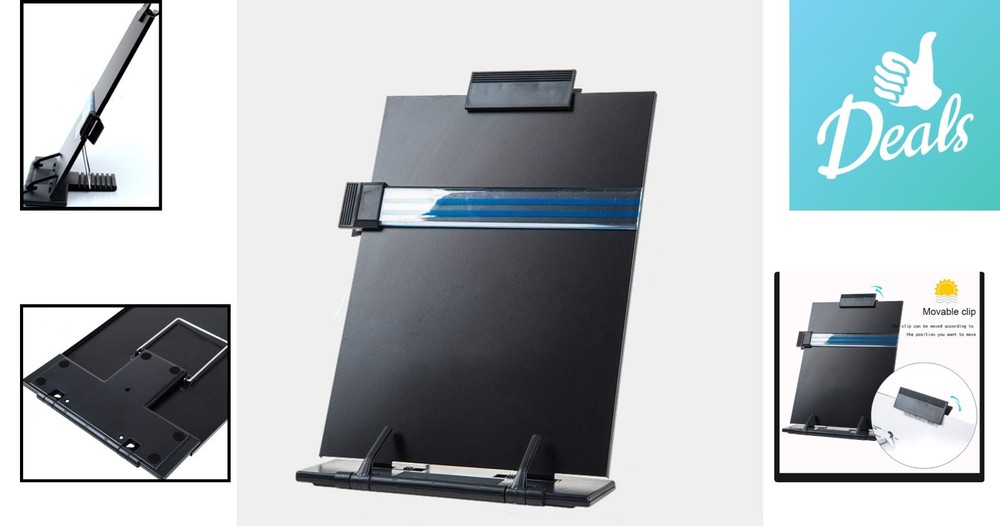 Compact Document Holder with Highlighting Clip & 7 Adjustable Angles for Comfort