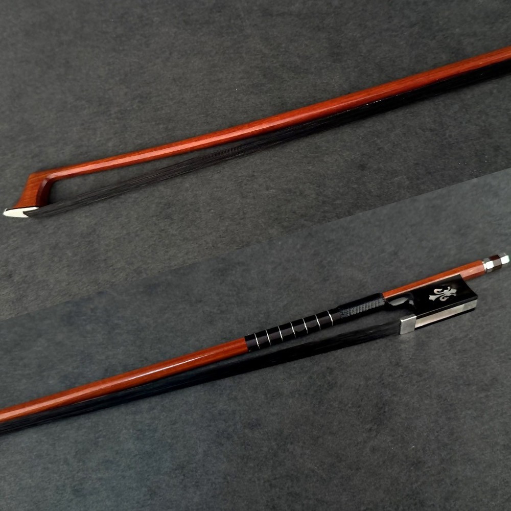 D. Peccatte Copy Master Pernambuco Violin Bow 4/4 Black OX Fleur-De-Lys Silver