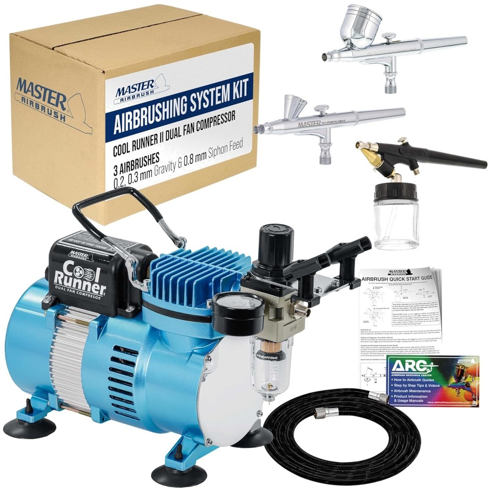 Professional Airbrushing Kit with 3 Airbrushes