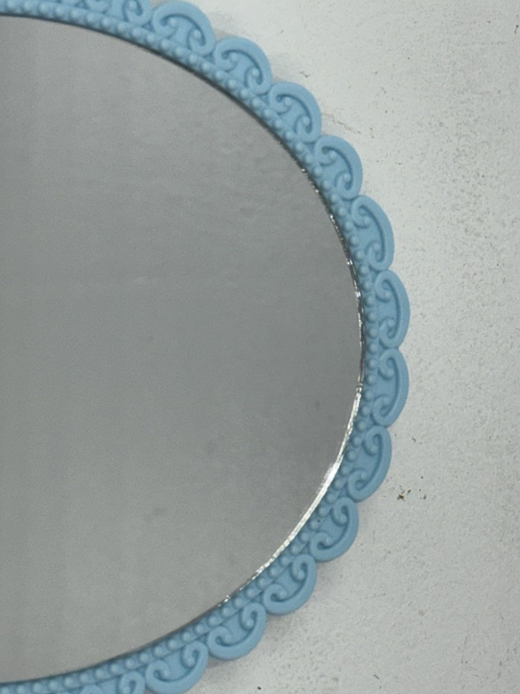 Fancy Floral Blue Handheld Mirror