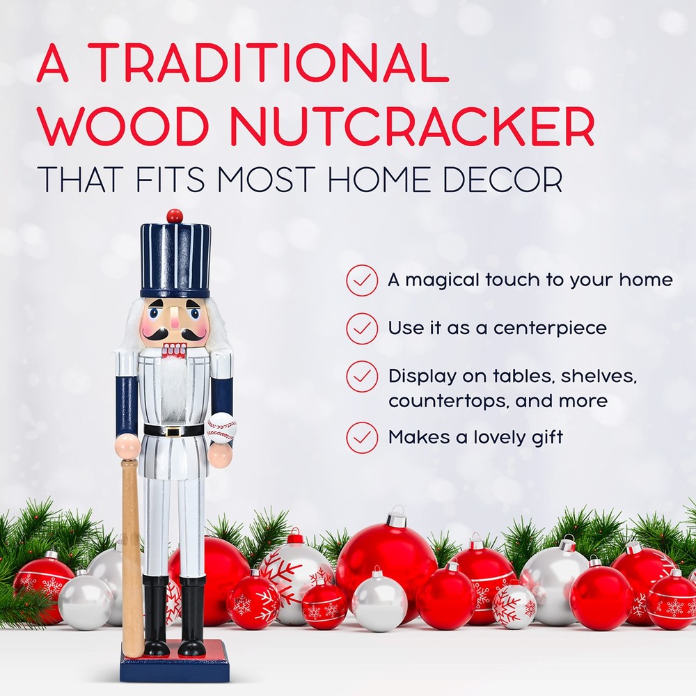 Ornativity Christmas Baseball Player Nutcracker - Baseball Player with White ...