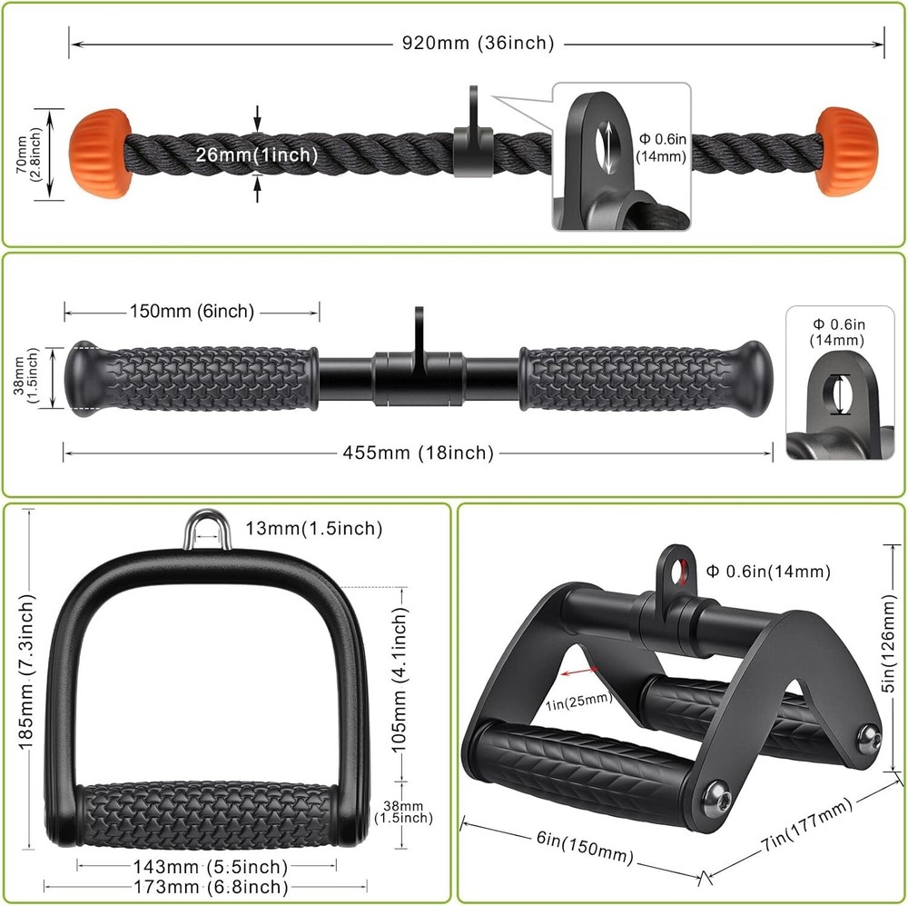 Triceps LAT Pulldown Attachments Home Gym Workout Accessories - NonSlip