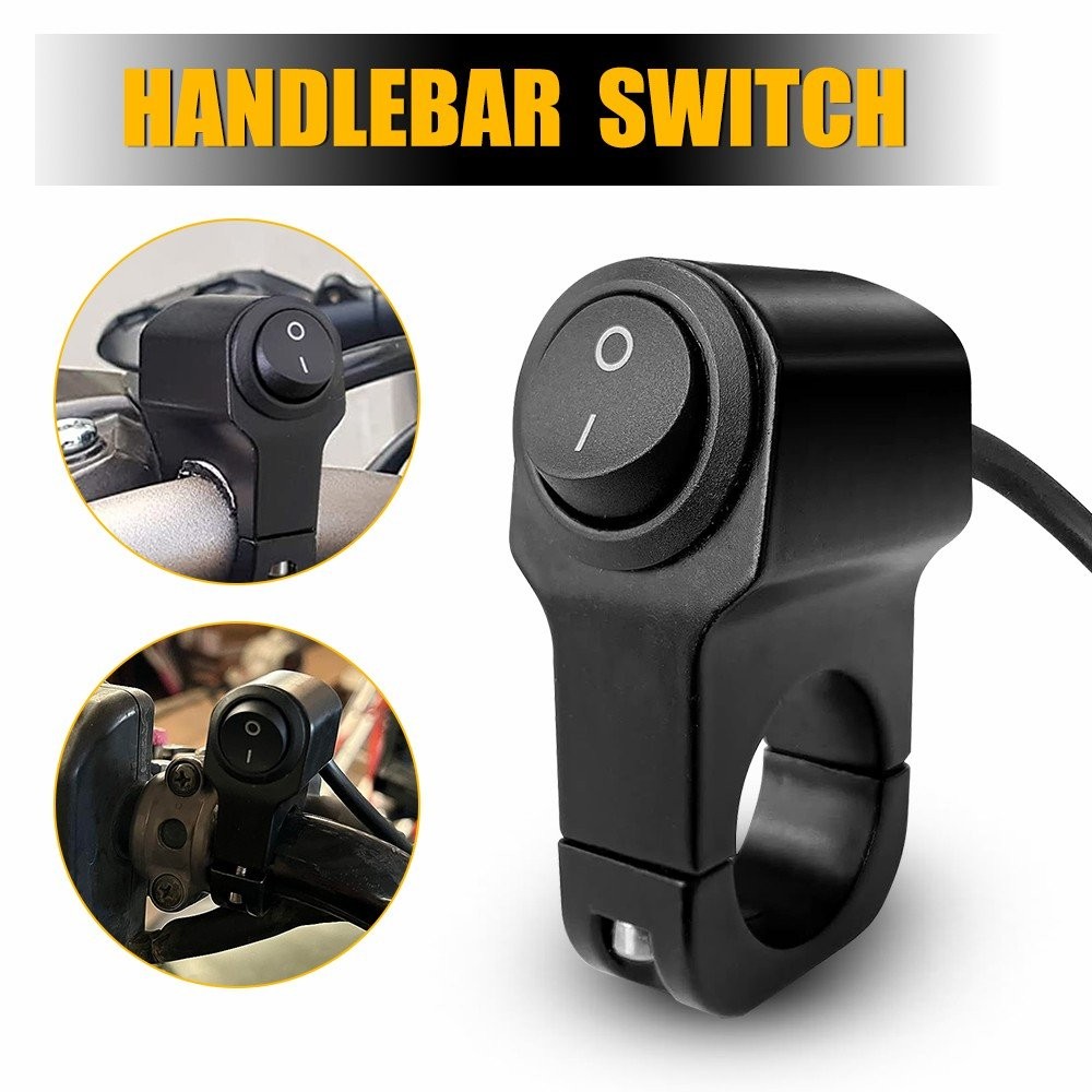 Handlebar Switch 12V Black Fit 7/8" (22mm) Handlebar Button ON OFF Switch AUXITO