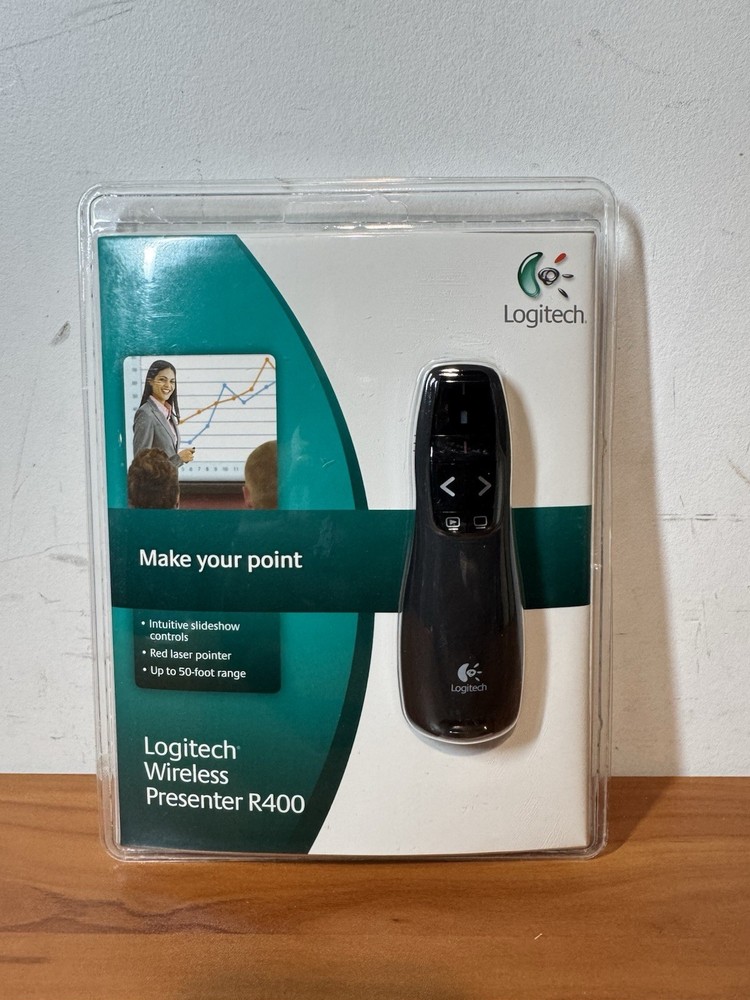 New Logitech R400 Wireless Red Laser Presentation Remote Pointer USB Sealed