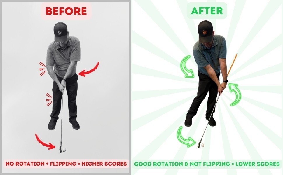 Anti-Flip Stick® Golf Swing Training Aid | Large Grips Version (Open)