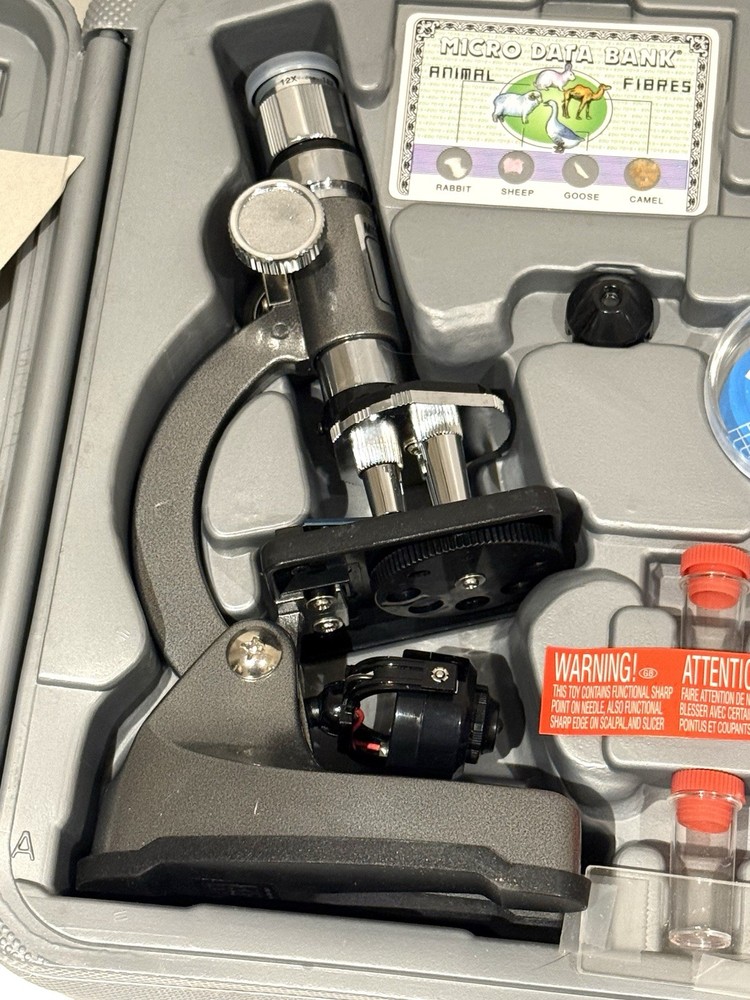 Kids Microscope Set Science Kit w/ Case Slides Tools Educational NEW Open Box