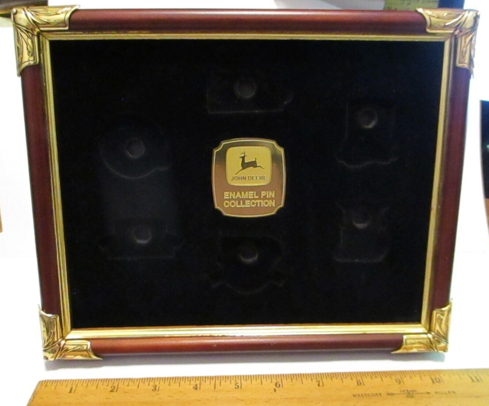 John Deere Franklin Mint Enamel Hat Lapel Pin Collection Display Frame Case jd