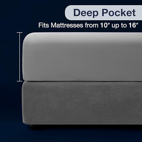 Sheets Set 6 Piece Cooling Bed Sheets with 4 Envelope Pillowcases Full Gray