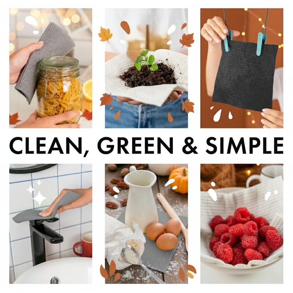 SUPERSCANDI 10 Pack Swedish Dishcloths for Kitchen 100% Biodegradable & Comp...