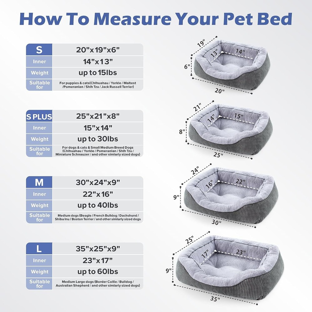 Medium Dog Beds for Medium Dogs Washable, Rectangle Dog Bed Medium Size Dog