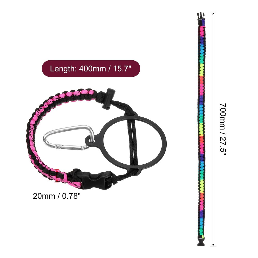 Paracord Handle, Water Bottle Handle Strap, Black/Pink