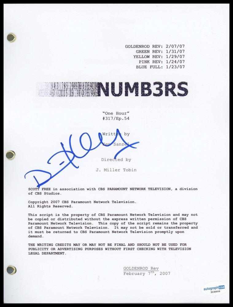 David Krumholtz "NUMB3RS" Autograph SIGNED Numbers 'One Hour' Episode Script