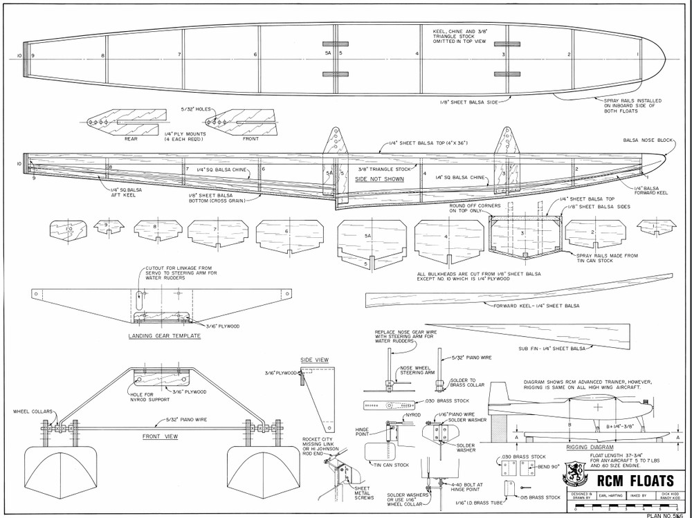 60 Size Floats RC Model Airplane Printed Plans