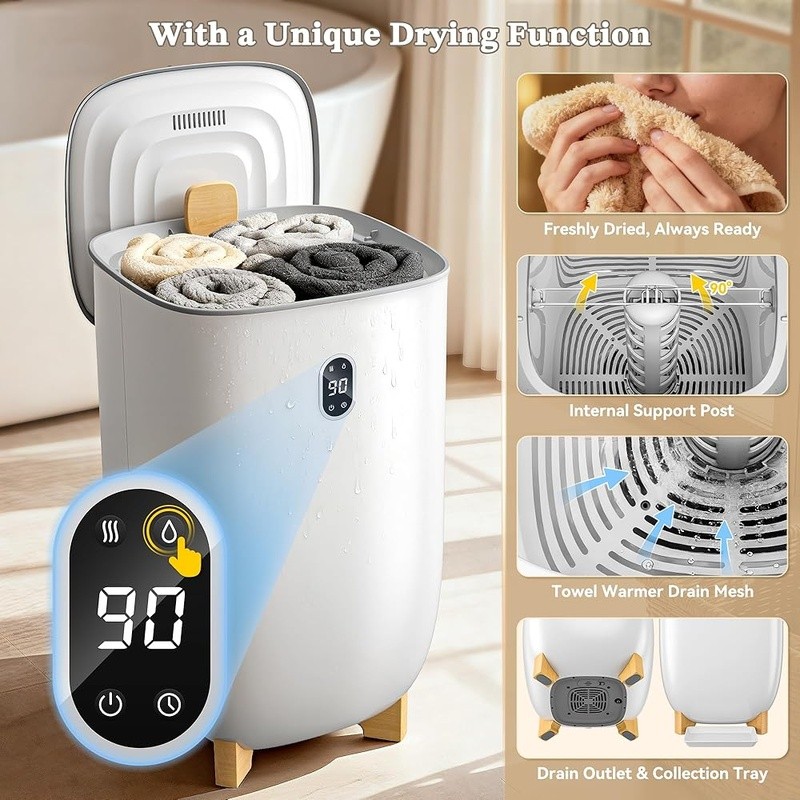 Towel Warmer & Dryer W/ Ventilation Multiple Time Settings Aromatherapy Holder