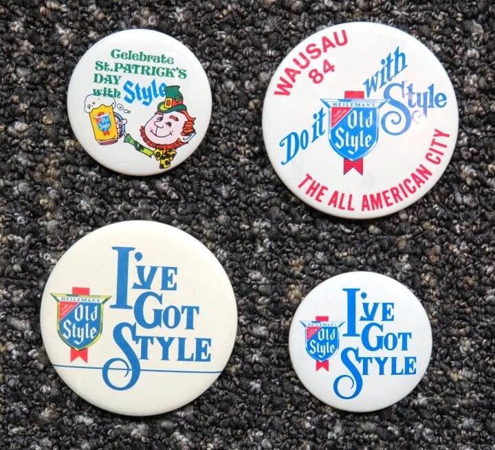 4 Different OLD STYLE related BUTTONS, PINBACKS