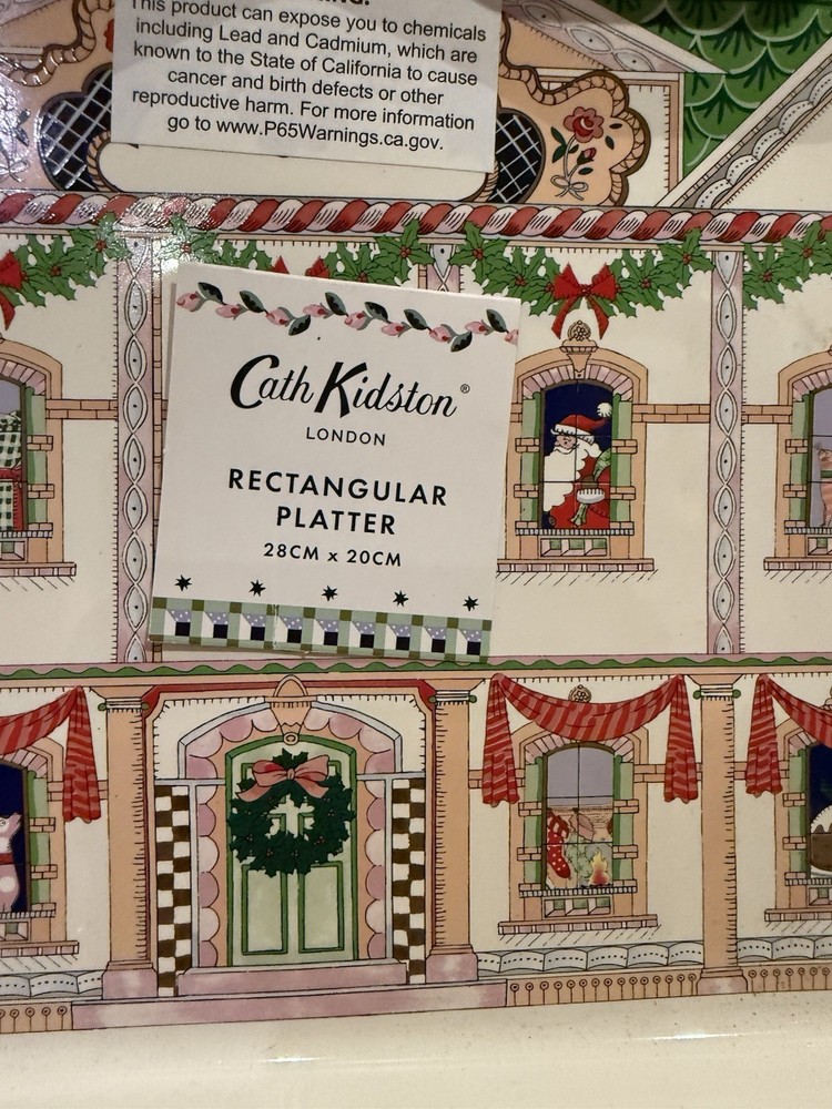 Cath Kidston Christmas Doll House Rectangular Platter 11" Stoneware Tray NWT