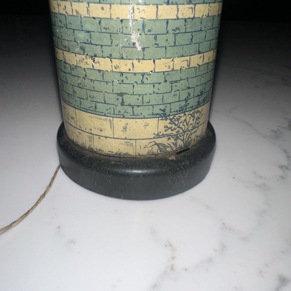 Antique tin windmill Blue And Cream pull toy Rare HTF