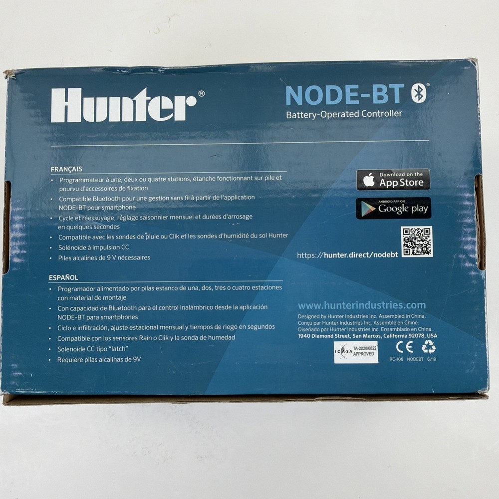 Hunter NODE-BT-100 Bluetooth Battery Operated Sprinkler Controller with Solenoid