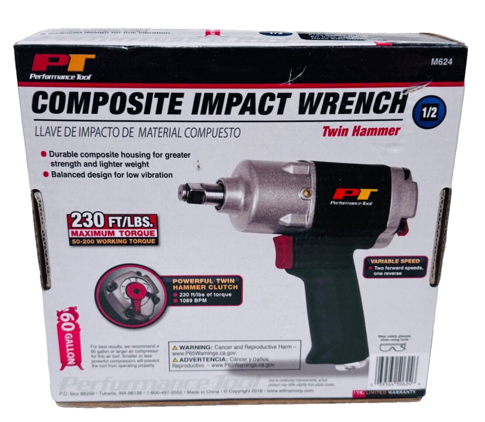Performance Tool 1/2" Composite Pneumatic Impact Wrench M624