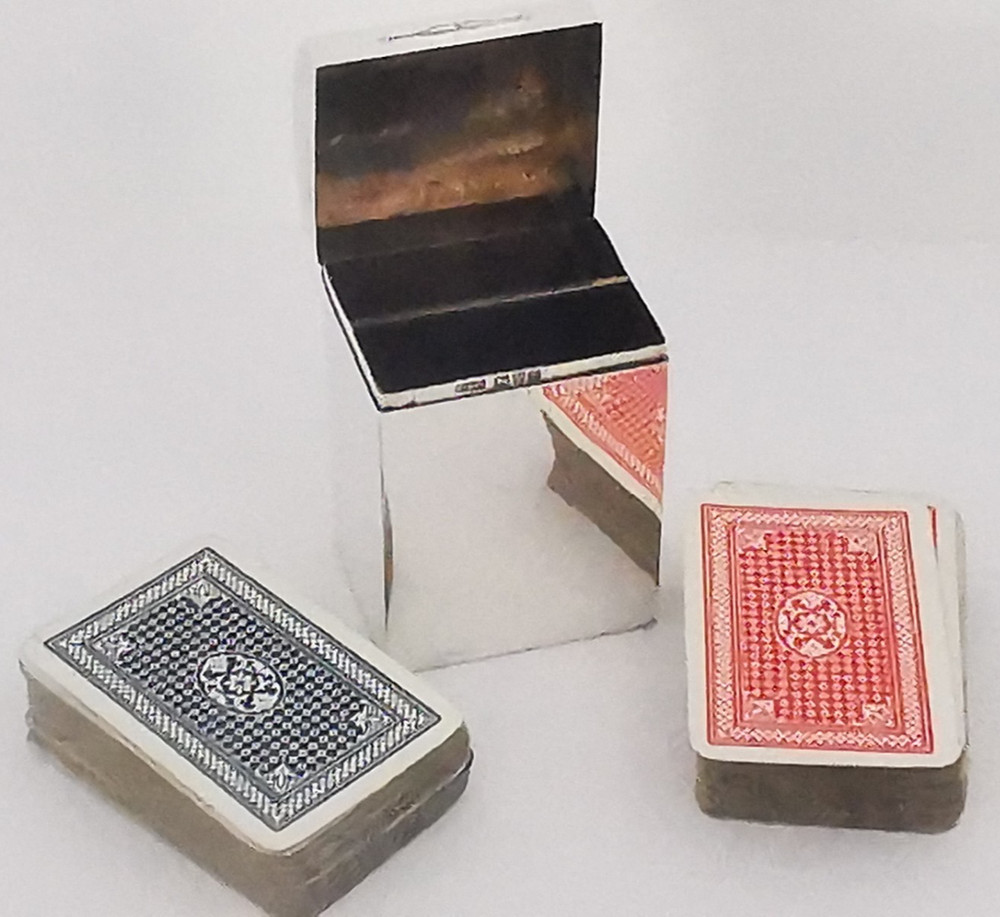 Fine Antique Solid Silver Playing Cards Box - Chester 1908