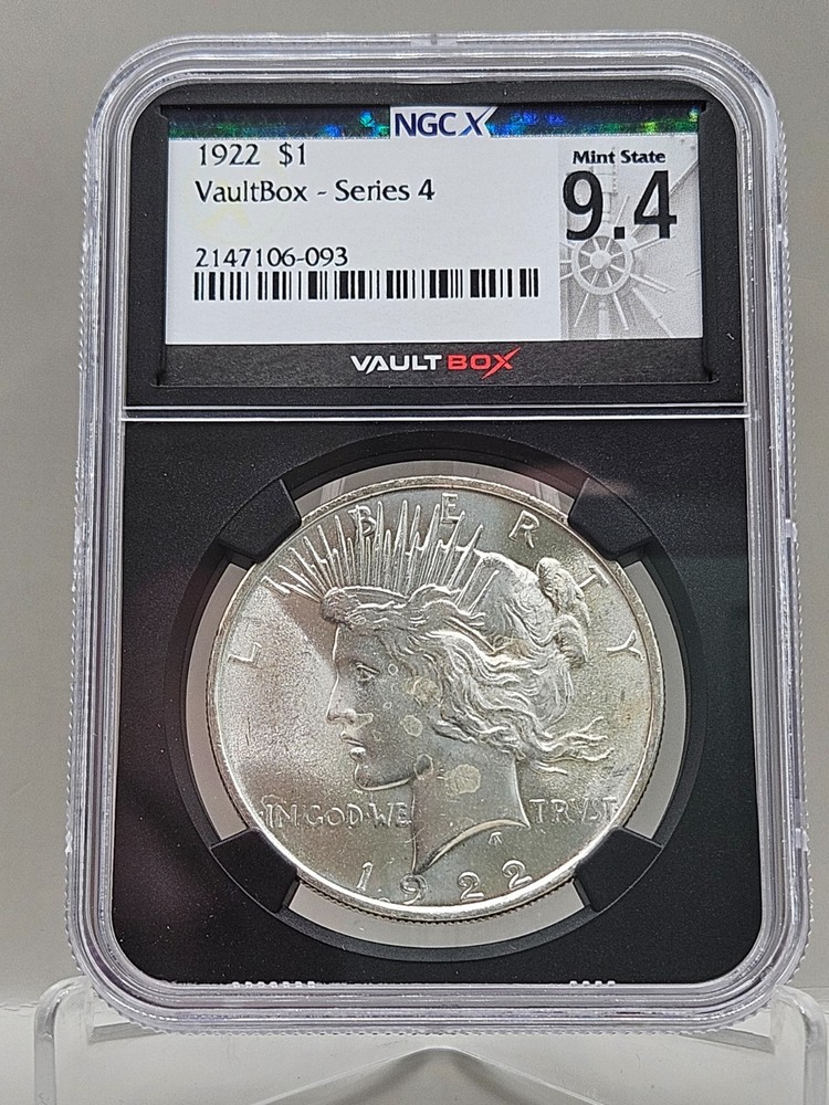 1922 Peace Dollar NGCX MS 9.4 (MS 64)