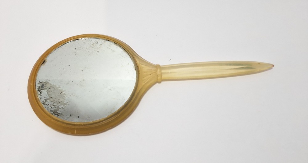Vintage Vanity Hand Held Mirror Plastic